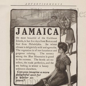 Gibson Girl Badeanzug, Edwardian Jamaika Ad 1904 Burr McIntosh Magazin Werbung United Fruit Company Dampfschiff-Werbung