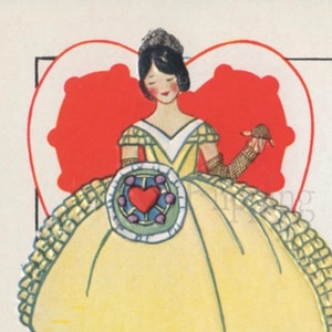 Téléchargement numérique de antique Victorian carte postale victorienne femme détient parasol, coeur