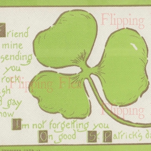 Téléchargement numérique de carte postale antique, jour de la Saint-Patrick, Shamrock, 1912