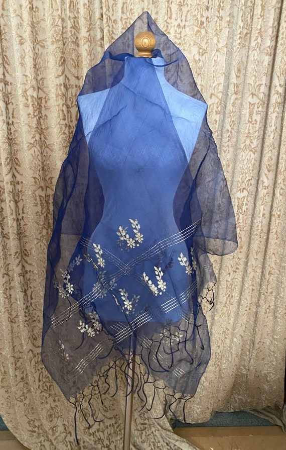 Sheer Silk Organza Large Scarf Shawl Dupatta STOL… - image 9