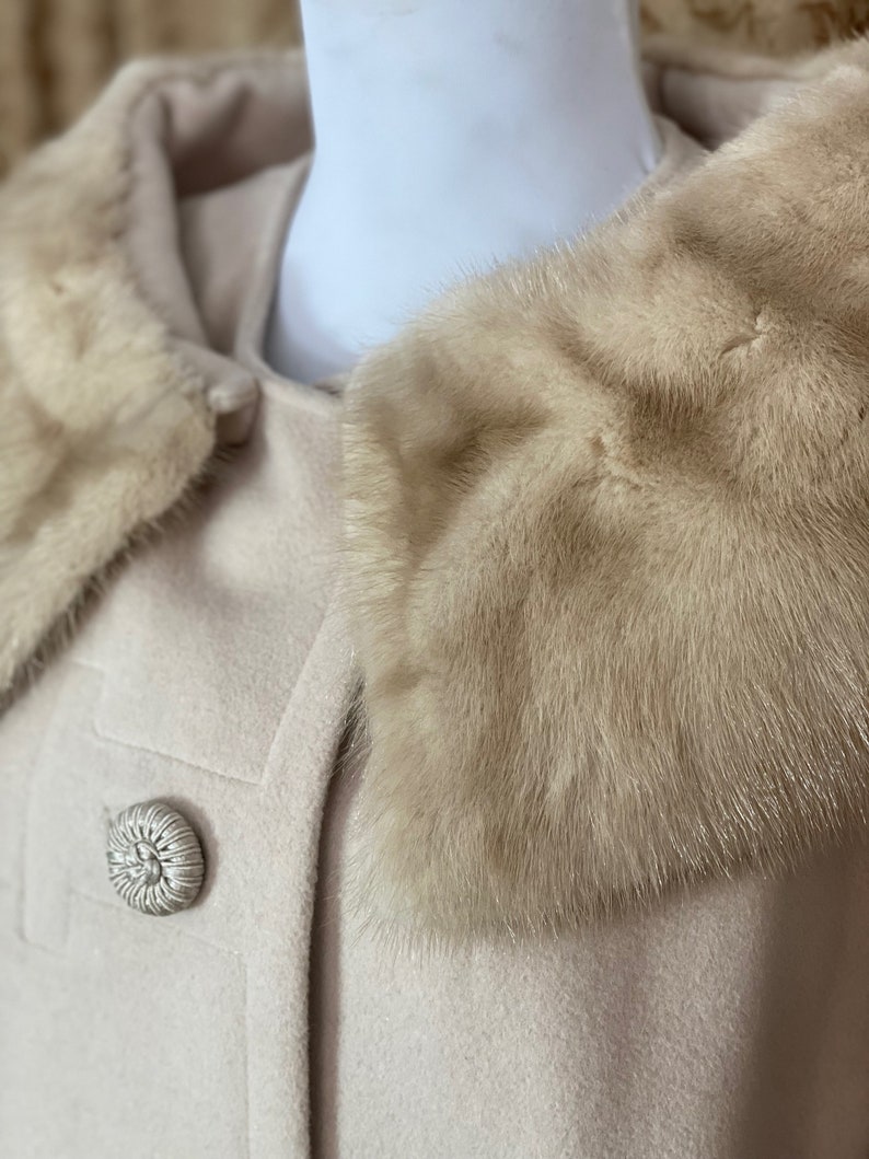 Vintage Cashmere Mink Coat Neusteters Vintage 50s - 60s Camel Tan Small - Medium image 6
