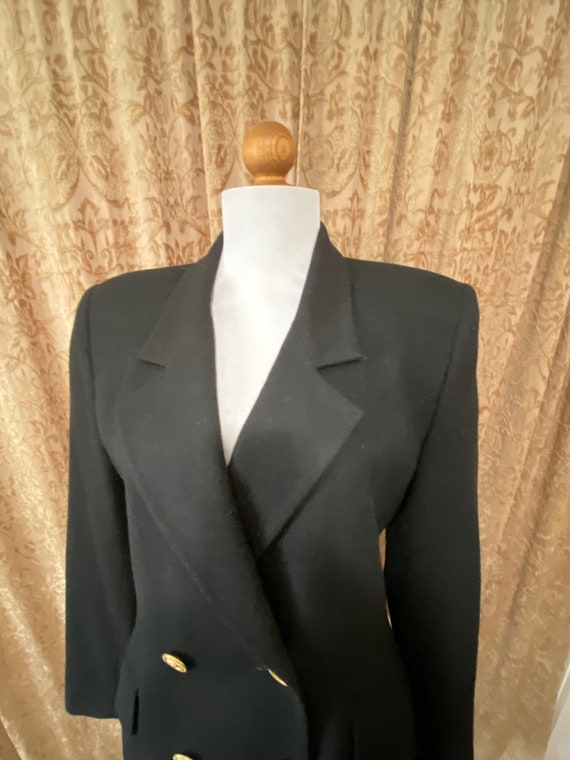 Oleg Cassini Black Wool Suit Vintage 80s Pencil S… - image 6