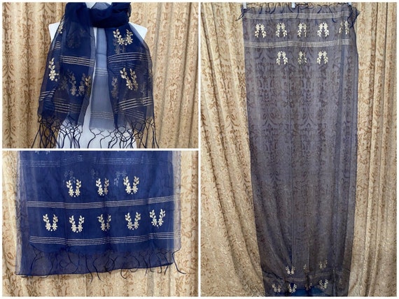 Sheer Silk Organza Large Scarf Shawl Dupatta STOL… - image 1