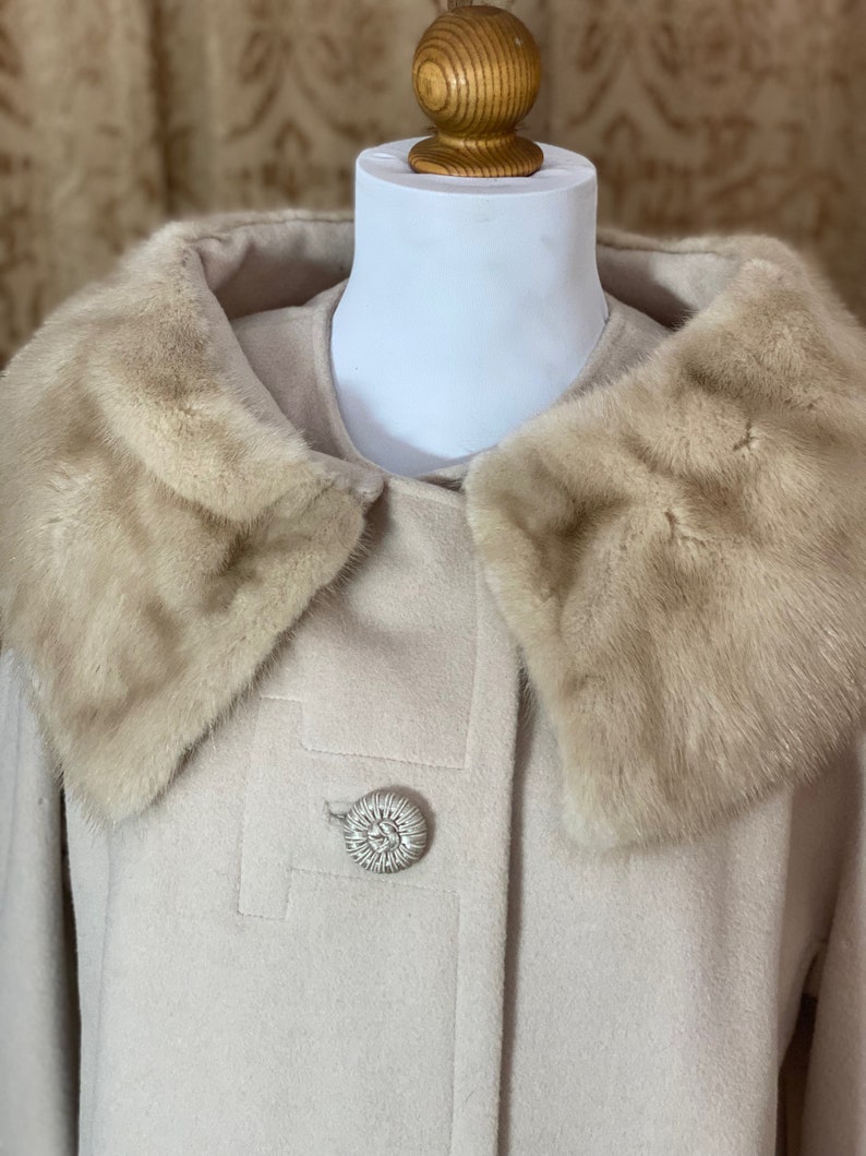 Vintage Cashmere Mink Coat Neusteters Vintage 50s - 60s Camel Tan Small - Medium image 5