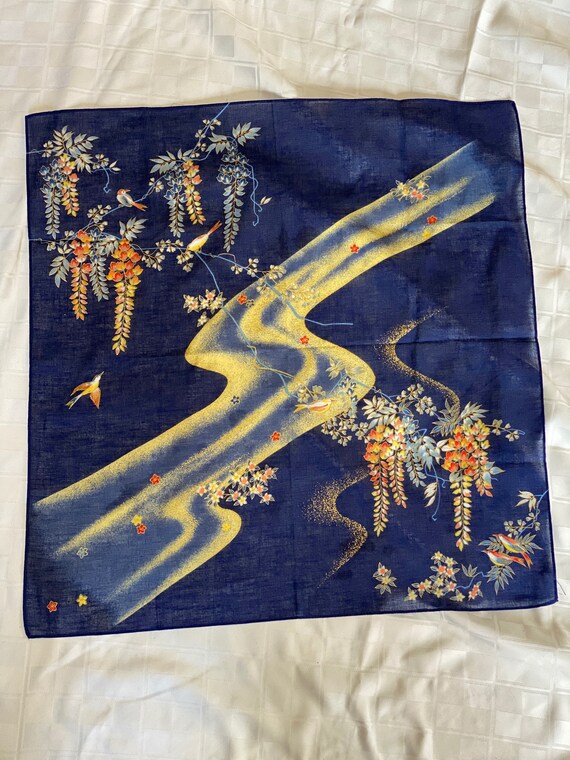 Hand Painted Silk Scarf / Handkerchief / Wall Han… - image 2