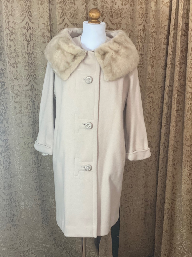 Vintage Cashmere Mink Coat Neusteters Vintage 50s - 60s Camel Tan Small - Medium image 2