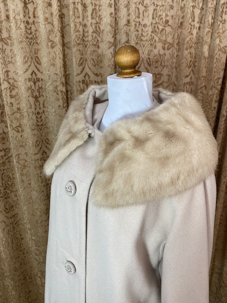 Vintage Cashmere Mink Coat Neusteters Vintage 50s - 60s Camel Tan Small - Medium image 7