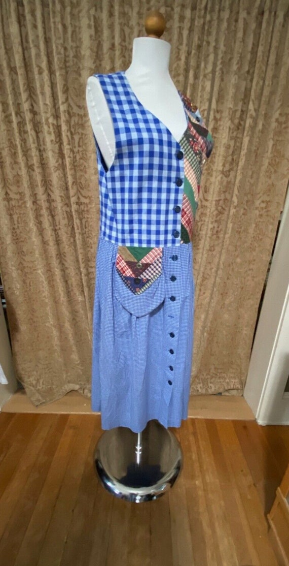 80s Applique Patchwork Cottagecore Handmade Dress… - image 2