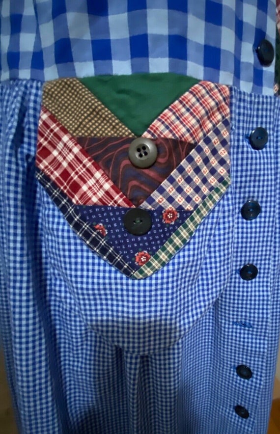 80s Applique Patchwork Cottagecore Handmade Dress… - image 4