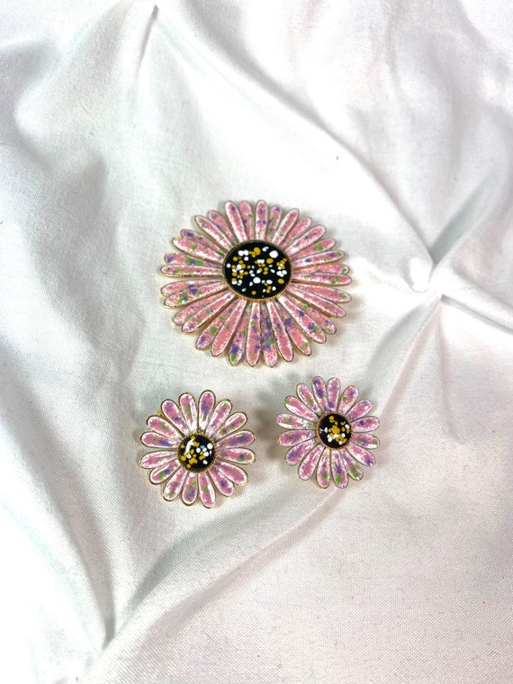 60's Flower Brooch and Earrings Vintage Mod Flowe… - image 6