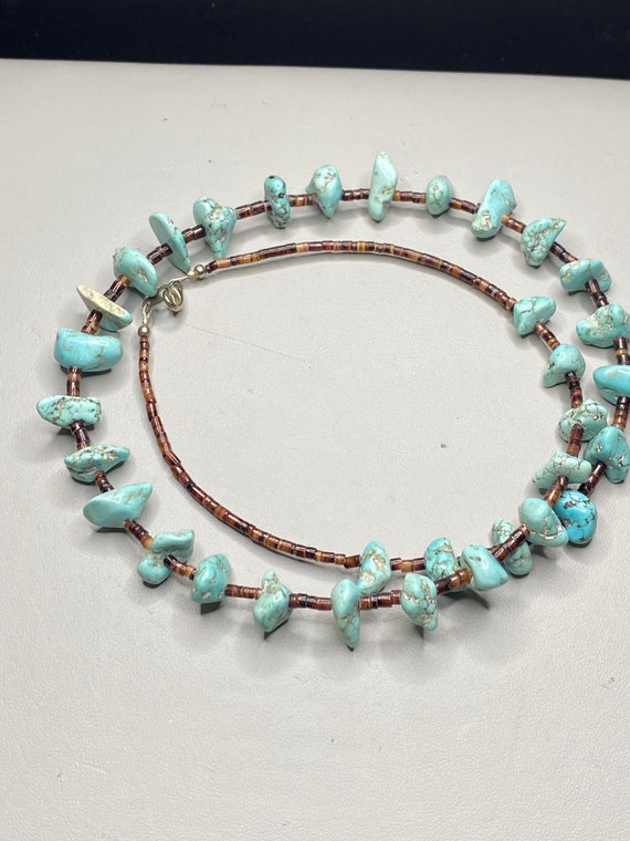 Heishi Beads & Turquoise Necklace Native American… - image 10