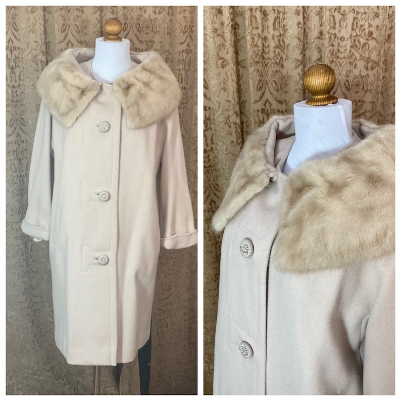 Vintage Cashmere Mink Coat Neusteters Vintage 50s - 60s Camel Tan Small - Medium image 1