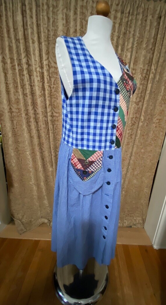 80s Applique Patchwork Cottagecore Handmade Dress… - image 8