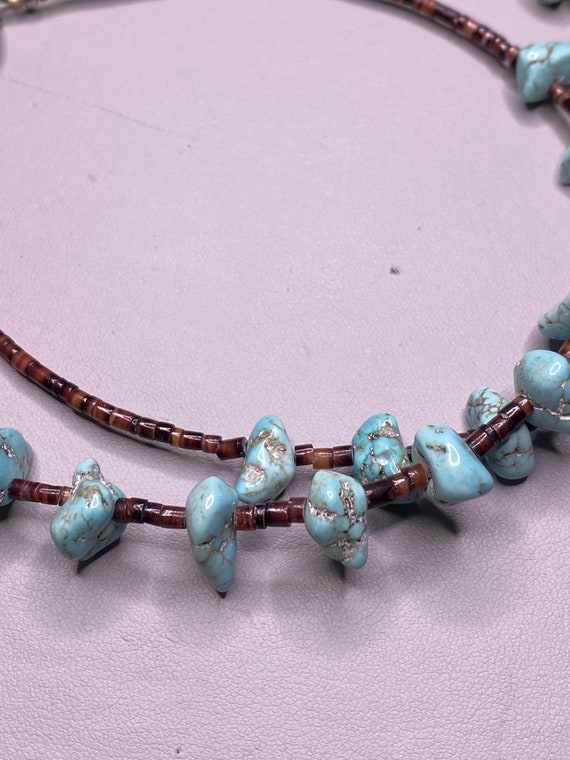 Heishi Beads & Turquoise Necklace Native American… - image 4