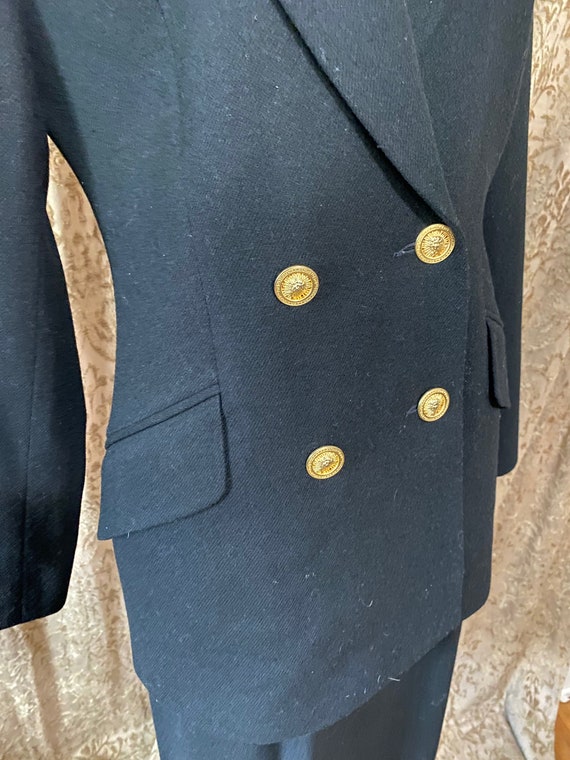 Oleg Cassini Black Wool Suit Vintage 80s Pencil S… - image 5