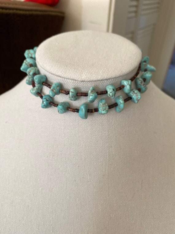 Heishi Beads & Turquoise Necklace Native American… - image 3