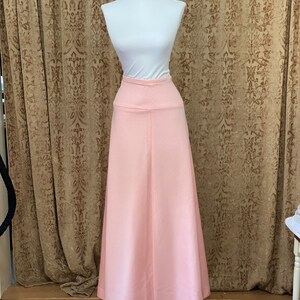Vintage Pink Seersucker Maxi Skirt / 1970s Boho / 70s striped