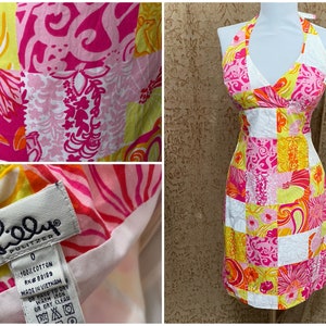 Lilly Pulitzer Halter Dress Floral Patchwork XS Sundress
