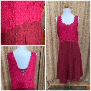 Moulinette Soers Cocktail Dress Sundress Size 12 Cranberry Lace Wine