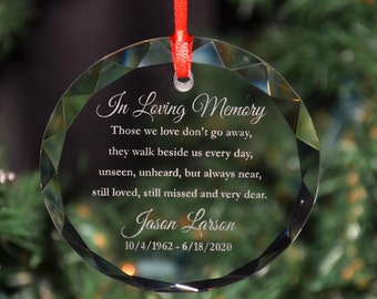 Personalized Engraved Memorial Crystal Christmas Ornament, Custom Holiday Ornament, Choose from 7 Different Verses - ORN24