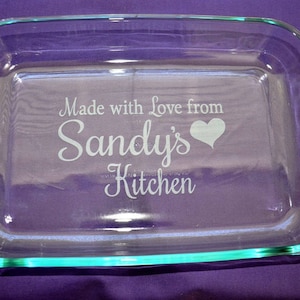 Personalized Custom Engraved Glass Casserole Baking Dish and Lid - #5