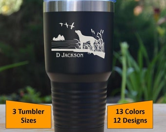 Personalized Engraved Hunting Tumbler, Custom Outdoorsman Gift, Father's Day Gift, Sportsman's Retirement Mug - 12 Designs Available