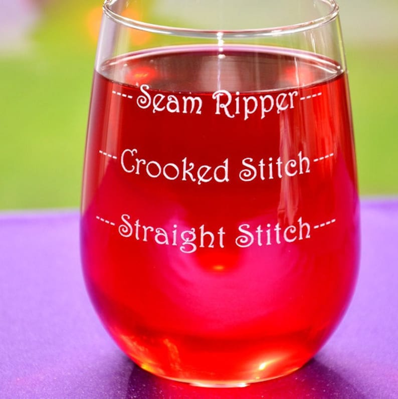 Personalized Engraved Sewers and Quilters Glass Good Day Bad image 0