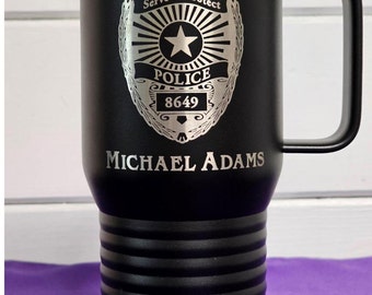 Personalized Police Officer/Sheriff Tumbler or Water Bottle, Law Enforcement Retirement Gift, Custom Cadet Graduation Gift, Thin Blue Line