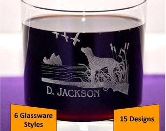 Personalized Engraved Hunting or Fishing Glass - Dad's Birthday, Father's Day Gift, Custom Gift for the Hunter or Fisherman