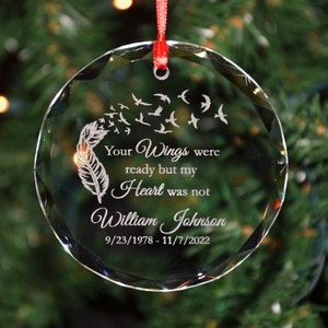 Personalized Engraved Memorial Crystal Christmas Ornament, Custom Holiday Ornament, Choose from two Different Verses - ORN25