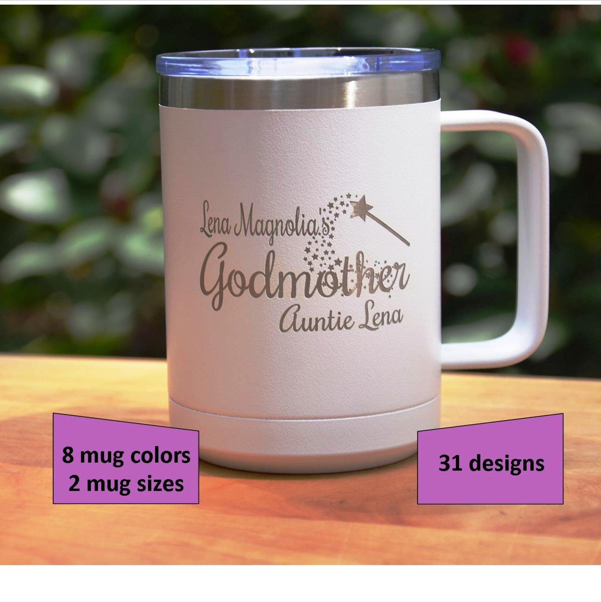 Personalised Godfather Godmother mug gift baptism christening  FREE COASTER 