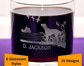 Personalized Engraved Hunters Glass, Custom Dad's Birthday Gift, Father's Day Gift, Sportsman's Retirement Mug - 12 Designs Available