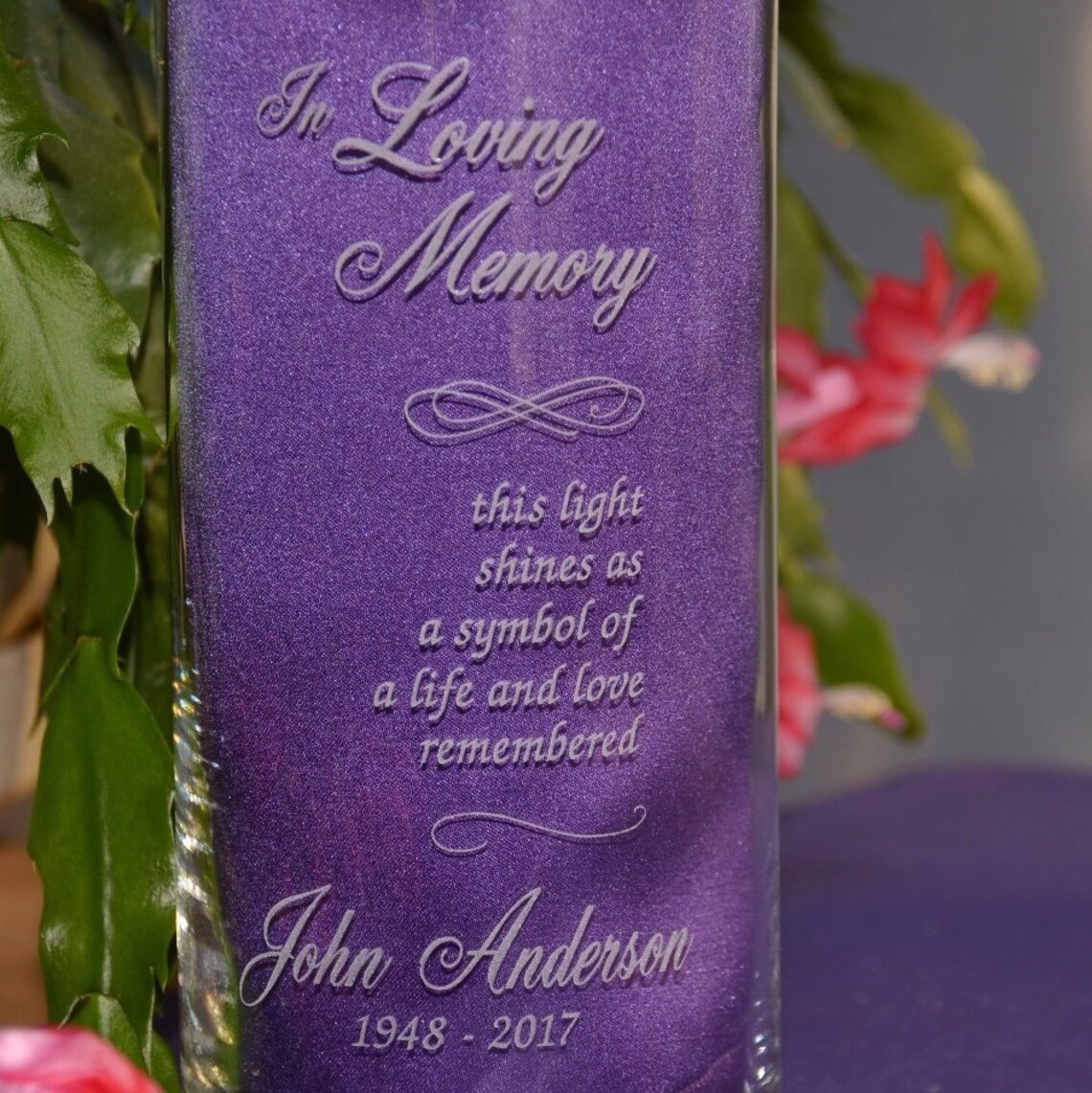 Personalized Engraved Memorial Glass Candle Holder/Vase Etsy