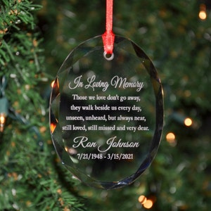 Personalized Engraved Memorial Crystal Christmas Ornament, Custom Holiday Ornament, Choose from 7 Different Verses ORN24 Oval Crystal