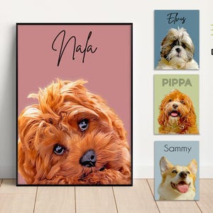 Ritratto di animale domestico personalizzato da foto - Arte commemorativa personalizzata per animali domestici, file digitale o poster stampato, regalo unico per gli amanti dei cani, regalo per lei
