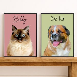 Ritratto di animale domestico personalizzato da foto, idea regalo personalizzata, regalo unico per amanti degli animali, cane e gatto, idea da parete commemorativa per animali domestici, disegno fotografico, opera d'arte