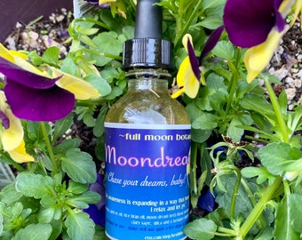 MOONDREAM OIL for vivid dreams and astral travel herbs, Herkimer diamond, essential oils full moon and reiki charged