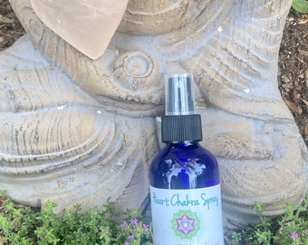 Heart Chakra high vibe aromatherapy spray mist rose water pink tourmaline crystal full moon and reiki charged