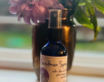 SANDMAN relaxation aromatherapy spray with lavender holy water and amethyst crystal full moon and reiki charged