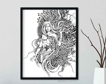 KUPALA - Slavic mythology green witch herb goddess pagan fantasy art - giclée prints