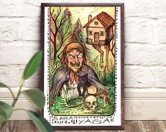 BABA YAGA - Slavic folklore forest witch hermit sorceress hag fantasy art - prints