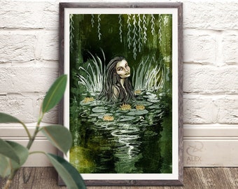 RUSALKA - Slavic mermaid haunted waters demon witch ghost pagan fantasy art - giclée prints