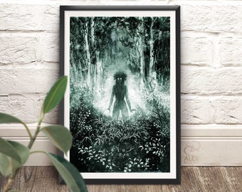 KWIAT PAPROCI - fern flower haunted forest druid priestess pagan fantasy art - giclée prints