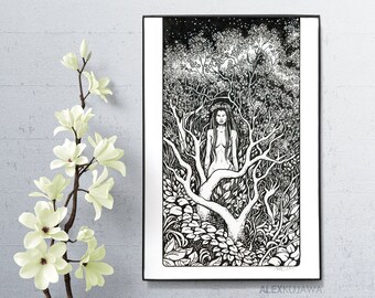 Spring Splendor, 8" x 12" Print - haunted garden witch dryad faerie fantasy art