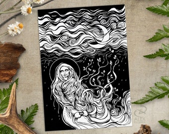 MOKOSH Slavic Earth Mother Goddess Rain Deity Divine Feminine, Mokosz - 5x7 giclee print