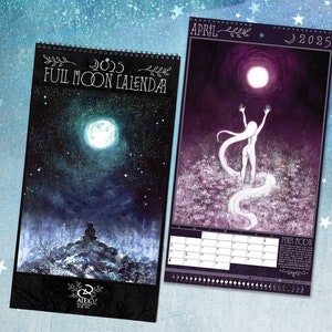 2025 FULL MOON Art Wall Calendar - Dark Fantasy Surreal Horror Lunar Art - Collection of 14 High Quality Art Prints