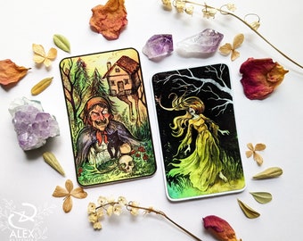 Baba Yaga & Banshee - Folklore Green Hermit Forest Slavic Witch Celtic Legends Irish Mythology Haunted Forest Siren - Permanent Stickers