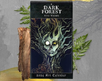 2024 Dark Forest Art Wall Calendar - Dark Fantasy Surreal Horror Haunted Spooky Witchy Prints - High Quality Art Prints