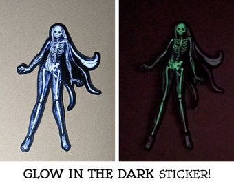 ZMORA - Glow-in-the-Dark Permanent Vinyl Sticker - haunted skull skeleton ghost apparition slavic mythology mara nightmare demon