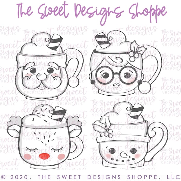 Christmas Mugs Set - 4 Piece Set - Cookie Cutters